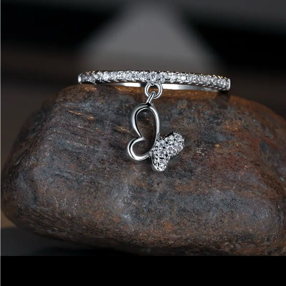 Jewelry - 14k Silver Butterfly Charm Ring size 8.5